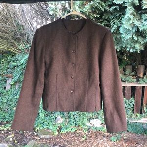 VINTAGE 1970s Jantzen minimalistic brown wool cropped suit coat size L